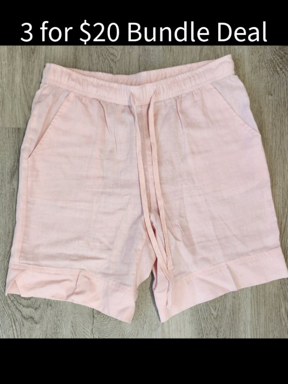 Pastel Pink Linen Blend Pull On Shorts – Size Small Coral Bay